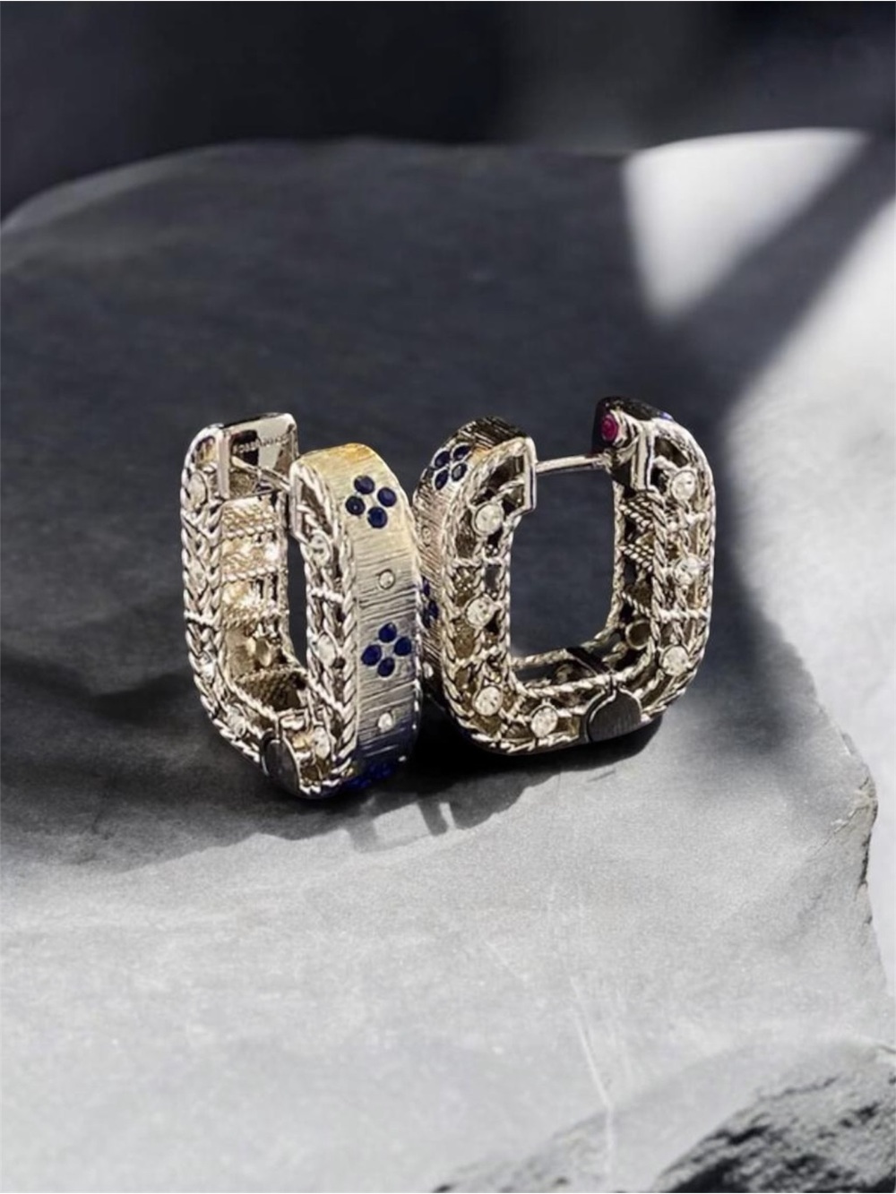Brushed Brass 18KT Gold Plated Square Earrings NWT